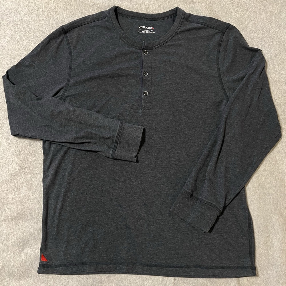UNTUCKIT Shirt Men's Large Slate Ultrasoft Henley Base Layer Warm Cozy Preppy